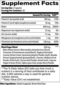 Normal Blood Sugar Support - Natural Capsules, Glucose Balance Formula