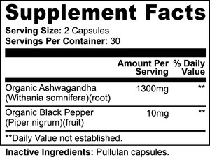 Ashwagandha Capsules - Natural Stress Relief, Mood Enhancer, and Energy Booster