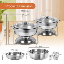 Load image into Gallery viewer, Round Chafing Dish Buffet Set, 6 Packs, 4 QT Stainless Steel Dishes with Glass Lid &amp; Holder