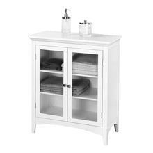 Load image into Gallery viewer, White Home Wooden Floor Cabinet 2 Glass Doors - Stylish Storage Solution