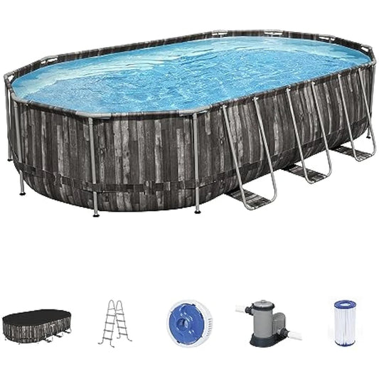 Outdoor Above Ground Pool Set, 20ft x 12ft x 48in - Patio Pool with Filter Pump, Ladder, Cover