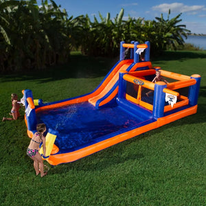 Massive 20x12' Inflatable Water Park Bounce House | Wet & Dry Play, Tunnel Cannons, Blower Provided