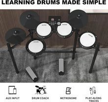 Load image into Gallery viewer, Electronic Drum Set for Beginner | Quiet Mesh Pads, 15 Kits, 195 Sounds, Sticks, Throne