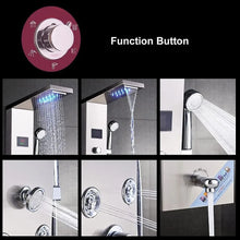 Load image into Gallery viewer, Stainless Steel LED Shower Panel Tower System - 6-Function Rainfall Waterfall Head