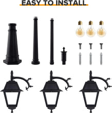 Load image into Gallery viewer, Outdoor Solar Post Light, Black Pole Lamp, 600 Lumen Dusk-to-Dawn Street Light