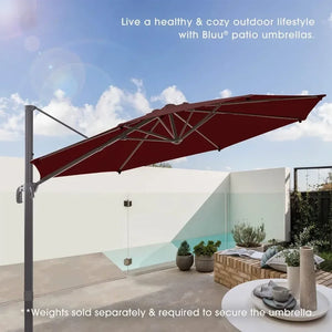 10' Outdoor Offset Patio Umbrella, 360° Rotation, Fade & UV Resistant, Aluminum Pole