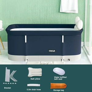 Portable 47" Ice Bath Tub - Foldable Cold Plunge, Hot SPA Bathtub for Adults