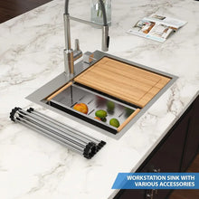 Load image into Gallery viewer, 25&quot; Stainless Steel Drop-In Kitchen Sink - 16 Gauge Single Bowl Workstation, 25x22x9