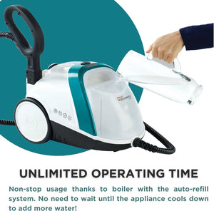 Continuous Fill Steam Cleaner - Sanitize Floors, Carpets, 10 Accessories Included