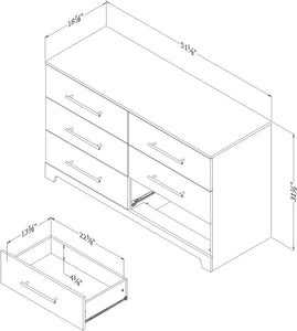 Rustic Oak Primo 6-Drawer Double Dresser | Bedroom Storage Furniture