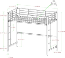 Load image into Gallery viewer, Twin Size Urban Industrial Metal Loft Bunk Bed, Black Frame