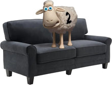 Load image into Gallery viewer, Modern Upholstered Fabric Sofa 73&quot; Charcoal Pillowed Back Rounded Arms