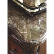 Load image into Gallery viewer, Luxurious North Shore Nightstand Marble Inlay Top 3 Drawers Dark Brown Finish