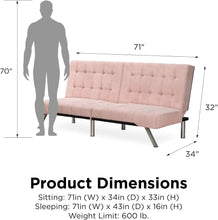 Load image into Gallery viewer, Pink Velvet Futon with Chrome Legs Stylish Sofa Bed