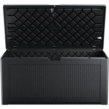 Load image into Gallery viewer, X-Large Resin Outdoor Storage Deck Box 134 Gal. Charcoal Decorative Pattern