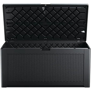 X-Large Resin Outdoor Storage Deck Box 134 Gal. Charcoal Decorative Pattern