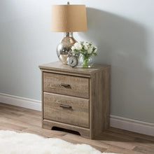 Load image into Gallery viewer, 2-Drawer Nightstand in Weathered Oak - Elegant and Practical Bedroom Storage