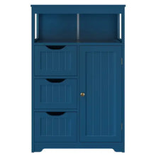 Load image into Gallery viewer, Navy Blue Wood Bathroom Storage Cabinet | Open Shelving, 22&quot;L x 12&quot;W x 34&quot;H