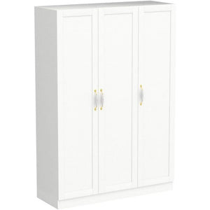 "Spacious 3-Door Wardrobe with Shelves & Hanging Rods – Stylish Bedroom Organizer