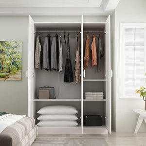 "Spacious 3-Door Wardrobe with Shelves & Hanging Rods – Stylish Bedroom Organizer