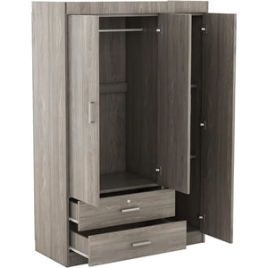 "Spacious 3 Door Wardrobe with Drawers & Hanging Rod – Large Bedroom Organizer