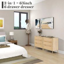 Load image into Gallery viewer, Wood 3-Drawer Dresser Chest, Rattan-Accented Storage for Kids&#39; Bedroom