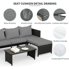 Load image into Gallery viewer, Outdoor Rattan Conversation Set - Black Wicker Sectional Couch, Loveseat, Sofa