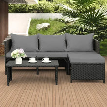 Load image into Gallery viewer, Outdoor Rattan Conversation Set - Black Wicker Sectional Couch, Loveseat, Sofa