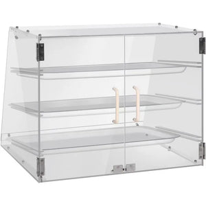 Commercial Countertop Bakery Display Case, 3 Trays, Rear Doors, 21"x17.75"x16.5"