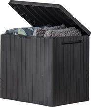 Load image into Gallery viewer, 30 Gallon Dark Grey Resin Deck Box - Weatherproof Outdoor Storage for Patio, Pool, Toys