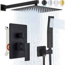 Load image into Gallery viewer, Elegant Black Shower Faucet Set w/ 8&quot; Rain Shower Head &amp; Handheld Spray