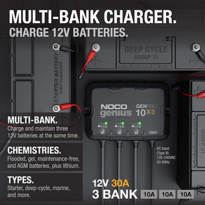 30A Smart Battery Charger - 12V Waterproof Boat Charger & Maintainer