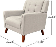 Load image into Gallery viewer, Home Mid Century Modern Fabric Arm Chair, Beige &amp; Walnut Finish