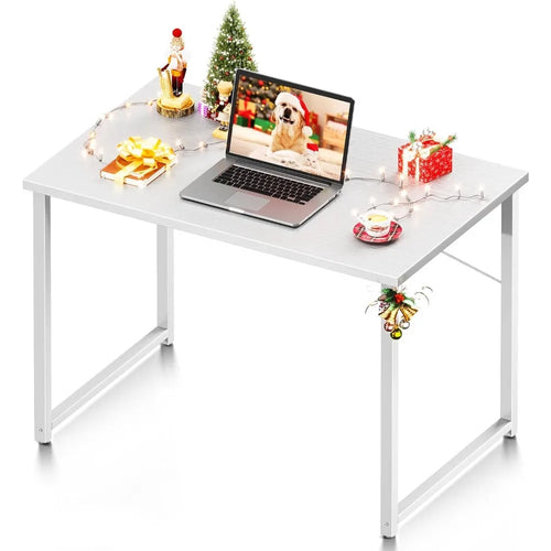 Small 32-Inch White Computer Desk, Modern Simple Style for Home, Office, Study