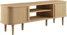 Load image into Gallery viewer, Mid-Century Modern Oak Media TV Stand, 55 inches - 15x54.5x18.5