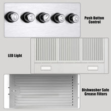 Load image into Gallery viewer, Stainless Steel Vent Hood - 36&quot;, Wall Mounted, Ducted/Ductless Kitchen with Push Button Control