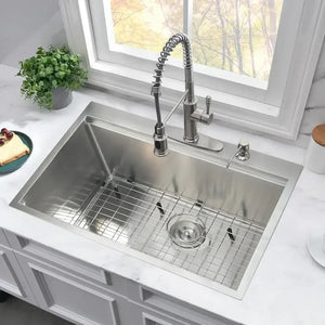 Stainless Steel Drop In Kitchen Sink, 33x19 Inch Drop-In Kitchen Sink, 33" Wide