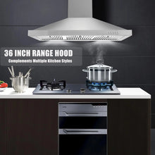 Load image into Gallery viewer, Stainless Steel Vent Hood - 36&quot;, Wall Mounted, Ducted/Ductless Kitchen with Push Button Control