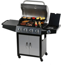 Load image into Gallery viewer, Stainless Steel 4-Burner Gas Grill BBQ Cabinet Style Propane with Side Burner