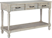 Load image into Gallery viewer, Farmhouse Solid Pine Wood Sofa Console Table, Whitewash Finish, Signature Design