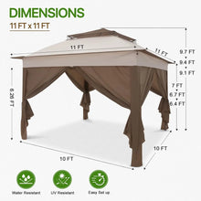 Load image into Gallery viewer, Instant Gazebo Tent with 4 Sidewalls, Outdoor Canopy Shelter, Beige, 11x11 ft, Carry Bag