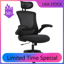 Load image into Gallery viewer, Home Office Chair Mesh Computer Desk Seat Flip-up Armrests Tilt Function