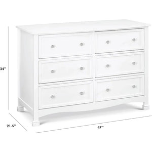 White 6-Drawer Double Wide Dresser - Bedroom Chest of Drawers Furniture