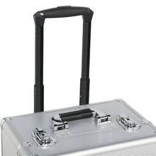 Load image into Gallery viewer, Rolling Cosmetic Trolley Makeup Beauty Box Case Silver Aluminum 3 in 1 - Travel Organizer