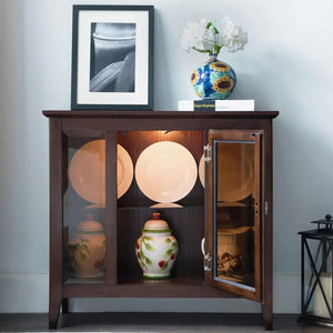 Entryway Cabinet with Interior Light, Chocolate Oak, Furniture Storage Solution