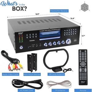 4 Channel 3000 Watt Bluetooth Amplifier - Wireless Home Audio, FM Radio, USB