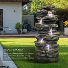 Load image into Gallery viewer, 40&quot; Cascading Rock Outdoor Water Fountain - Large Garden/Patio Fountain