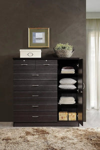 7-Drawer Cabinet: Chocolate Finish, Big Drawers, Locks, Hanging Rods