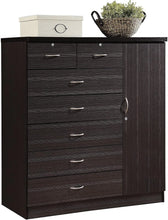 Load image into Gallery viewer, 7-Drawer Cabinet: Chocolate Finish, Big Drawers, Locks, Hanging Rods