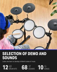 Electric Drum Set Donner DED-70: Quiet Mesh Pads, Portable, Type-C Charging